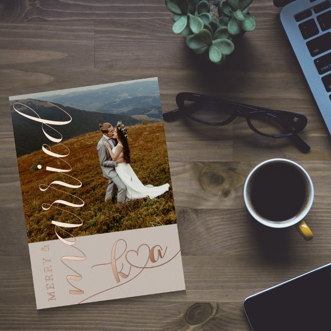 Carte de vacances Merry & Married Mariage Foil (Créateur téléchargé)