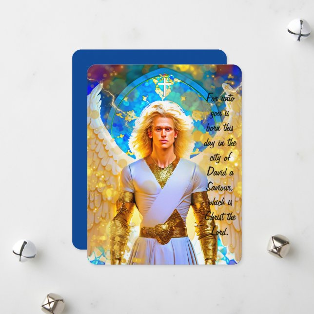 Carte de vacances Messenger de Noël (Devant/Arrière en situation)