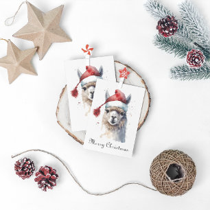 Carte De Vacances Métallisée Alpaca de Noël, personnalisable