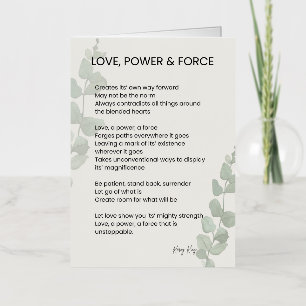 Carte De Vacances Métallisée Amour, Pouvoir, Force Poème Poésie