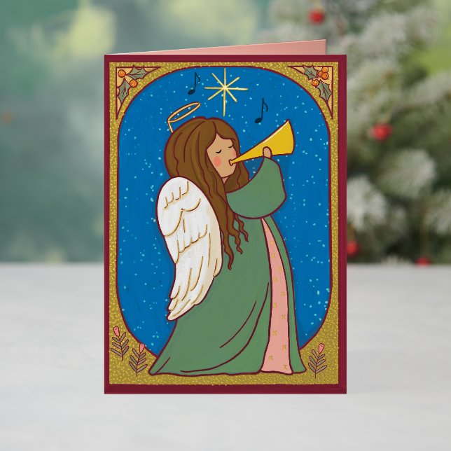 Carte De Vacances Métallisée Ange de la joie Noël (Vacances In Situ)