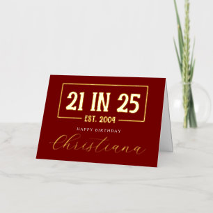 Carte De Vacances Métallisée Anniversaire 21 Personnalisé 21 EN 25 Né en 2004