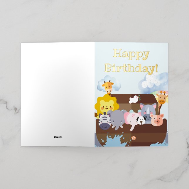 Carte De Vacances Métallisée Anniversaire de Noé's Ark (Mise à l'extérieur)