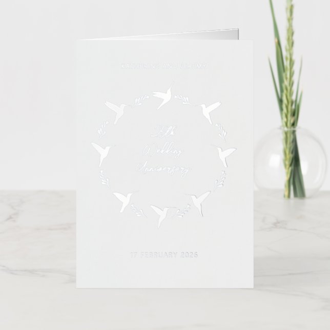 Carte De Vacances Métallisée Anniversaire du Mariage d'argent personnalisable (Recto)