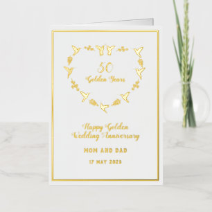 Carte De Vacances Métallisée Anniversaire du Mariage d'or personnalisable