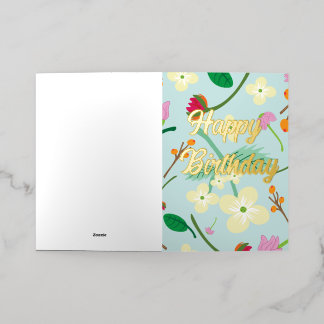 Carte De Vacances Métallisée Anniversaire Floral