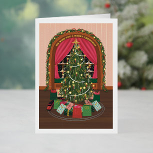 Carte De Vacances Métallisée Arbre de Noël victorien