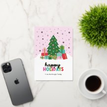 Arbres et Cadeaux de Joyeuses Fêtes en Rose Pastel