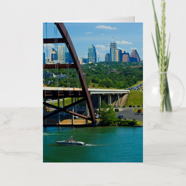 Carte De Vacances Métallisée Austin. Pont 360 Pennybacker (Recto)