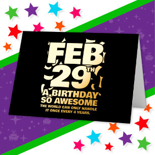 Carte De Vacances Métallisée Awesome Anniversaire 2024 Leap Day Leap Année 29 f