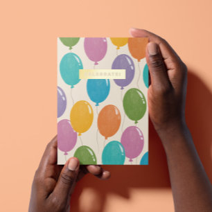 Carte De Vacances Métallisée Ballons d'anniversaire colorés