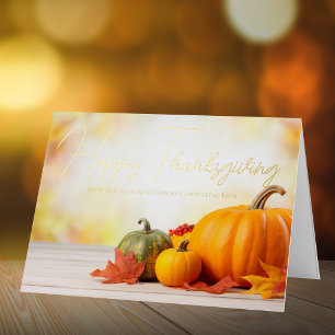Carte De Vacances Métallisée Beau Bon thanksgiving Custom Business Gold