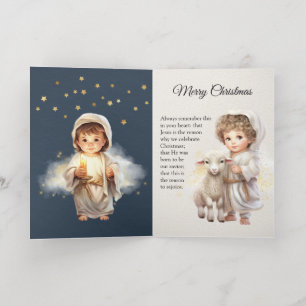 Carte De Vacances Métallisée Bébé Jésus Illustration Joyeux Noël