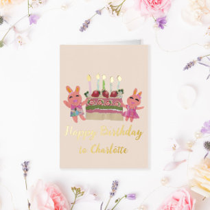 Carte De Vacances Métallisée Berry Sweet Bunny Buddies