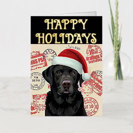 Carte De Vacances Métallisée Black lab christmas