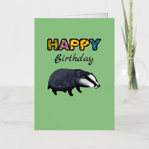 Carte De Vacances Métallisée blaireau mignon Joyeux anniversaire