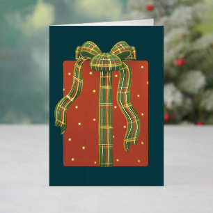 Carte De Vacances Métallisée Boîte cadeau Poka Dot Ruban Plaid