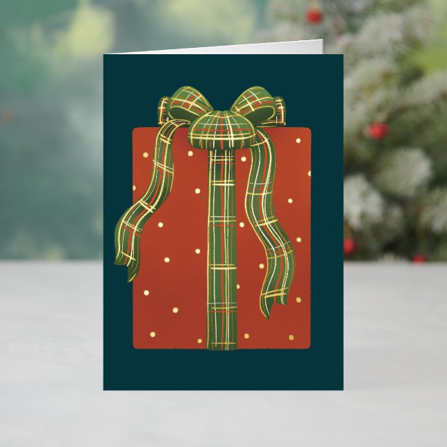 Carte De Vacances Métallisée Boîte cadeau Poka Dot Ruban Plaid (Vacances In Situ)