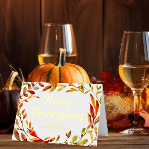 Carte De Vacances Métallisée Bon thanksgiving personnalisé Leaf de l'or d'entre