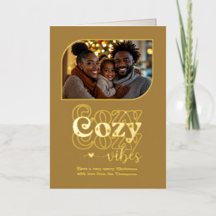 Carte De Vacances Métallisée Bougie Vibes de Noël