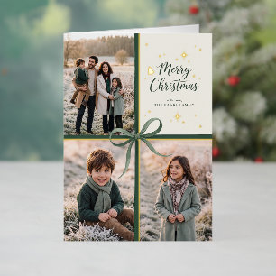 Carte De Vacances Métallisée Cadeau élégant de Noël Collage Photo