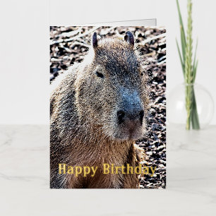 CARTE DE VACANCES MÉTALLISÉE CAPYBARA ANIMAL SAUVAGE