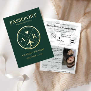 Carte De Vacances Métallisée Carton d'invitation de mariage Passeport Vert Emer