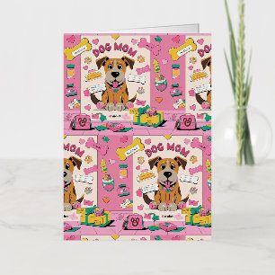 Carte De Vacances Métallisée Cartoon Puppy chien maman dans la chambre rose
