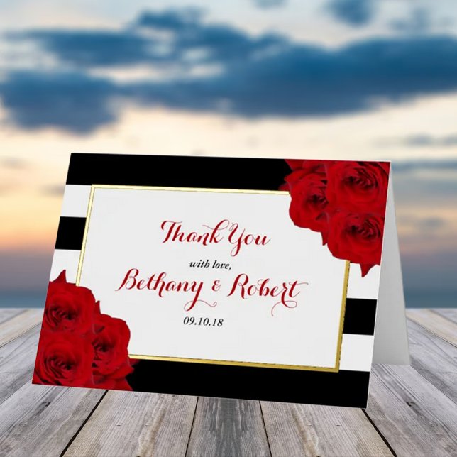 Carte De Vacances Métallisée Chic Moderne Luxe Mariage Collection - Roses rouge (Créateur téléchargé)