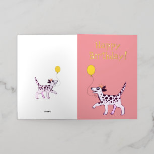 Carte De Vacances Métallisée Chien dalmate souhaite un joyeux anniversaire