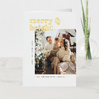 Carte De Vacances Métallisée Christmas Card Foil Merry & Bright