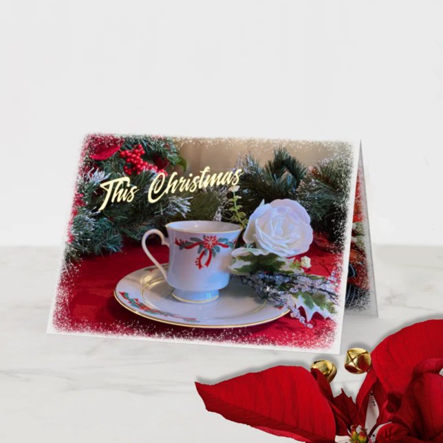 Carte De Vacances Métallisée Christmas Tea Foil Photo Folded Card (Créateur téléchargé)