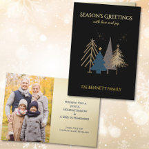 Classic Christmas Tree Seasons Greetings Gold Foil