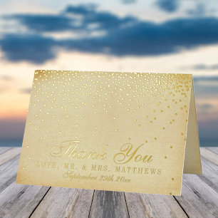 Carte De Vacances Métallisée Collection Vintage de Mariage Glam Gold Confetti