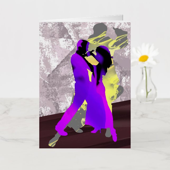 Carte De Vacances Métallisée Danseurs de tango argentin (Petite fleur)