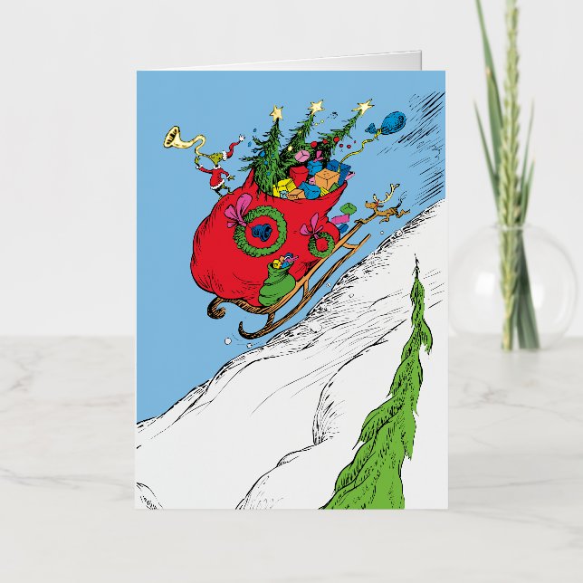 Carte De Vacances Métallisée Dépouille de course Grinch & Max (Recto)