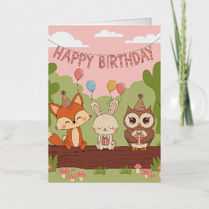 Carte De Vacances Métallisée Design d'anniversaire des enfants mignons avec ren