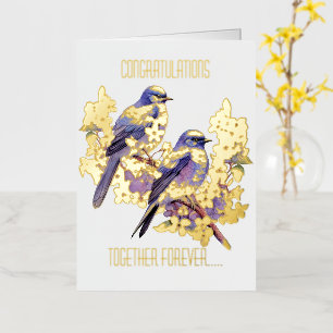 Carte De Vacances Métallisée Deux Bluebirds Love Mariage