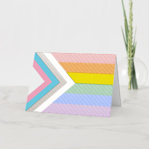 Carte De Vacances Métallisée Drapeau de fierté Progress Pride de SlipperyJoe si