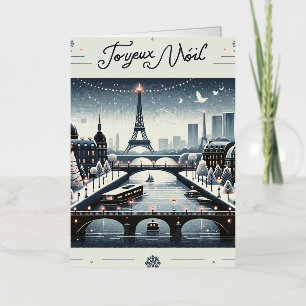 Carte De Vacances Métallisée Elégance d'hiver parisienne, Ville lumière