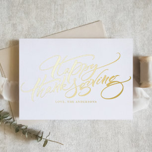 Carte De Vacances Métallisée Élégant Bon thanksgiving moderne de calligraphie