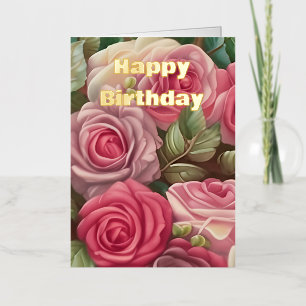 Carte De Vacances Métallisée Elégant Rose rose Elégant désir d'anniversaire