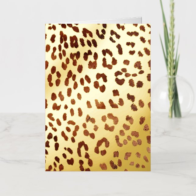 Carte De Vacances Métallisée Empreinte de léopard noir Brown (Recto)