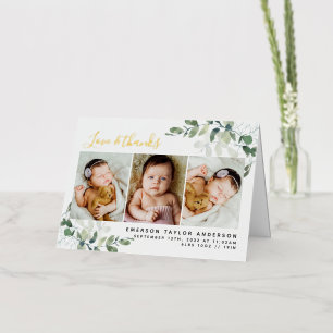 Carte De Vacances Métallisée Eucalyptus Photo Merci bébé