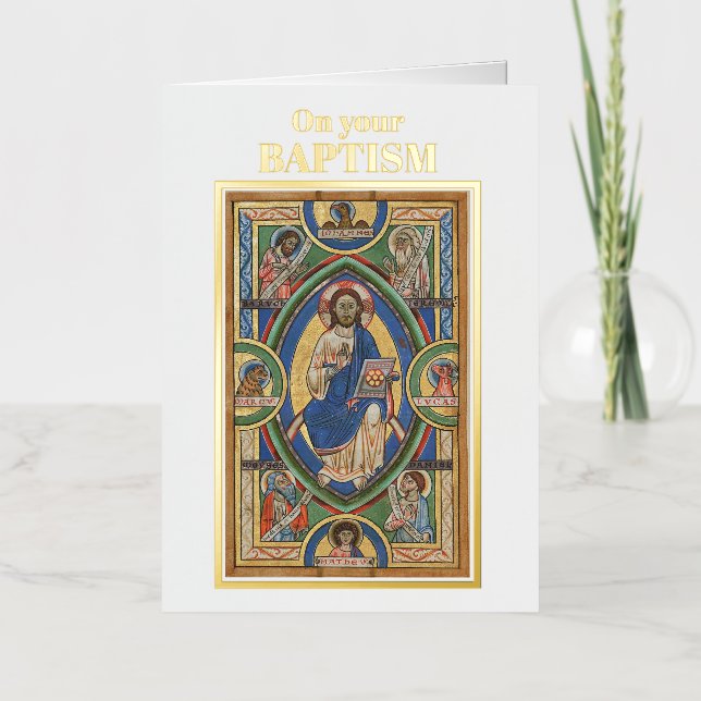 Carte De Vacances Métallisée Félicitations au baptême (Recto)