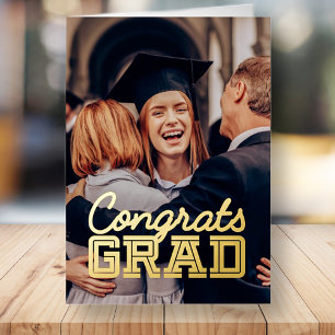 Carte De Vacances Métallisée Félicitations Grad Moderne Simple Graduation Photo