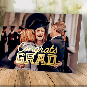 Carte De Vacances Métallisée Félicitations Grad Moderne Simple Graduation Photo