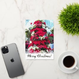 Carte De Vacances Métallisée Festif Poinsettia sapin de Noël