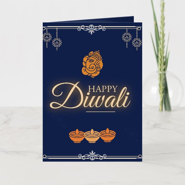 Carte De Vacances Métallisée Fête de Diwali (Recto)
