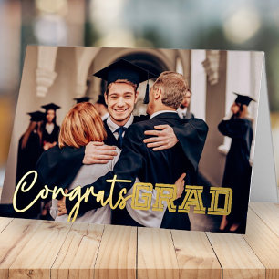 Carte De Vacances Métallisée Fêtes Grad Grad Simple Moderne Graduation Photo